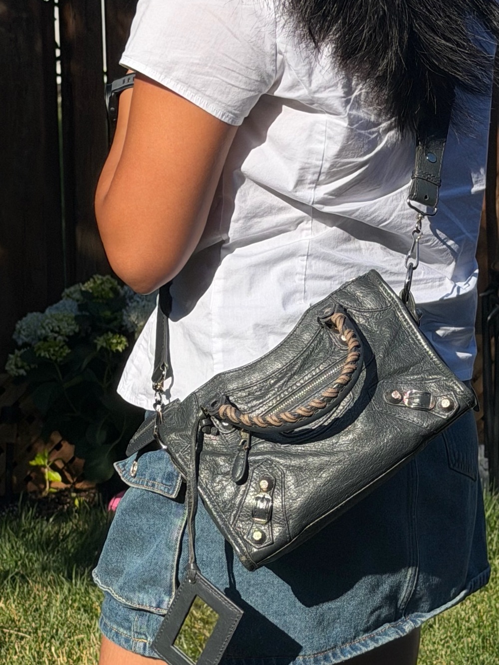 Balenciaga Black Leather Crossbody Satchel